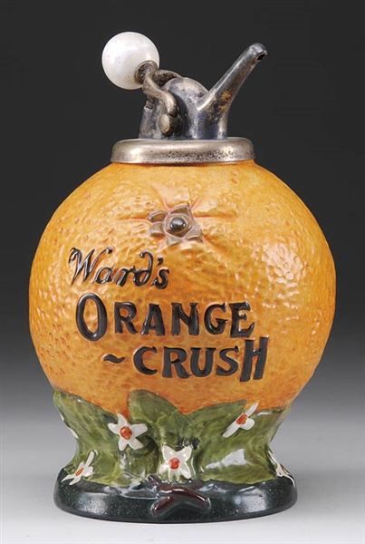 WARDS ORANGE CRUSH CERAMIC SYRUP DISPENSER                                                                                                                                                             