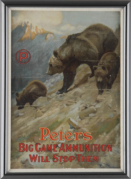 PETERS BIG GAME AMMUNITION POSTER W/ BEARS                                                                                                                                                              