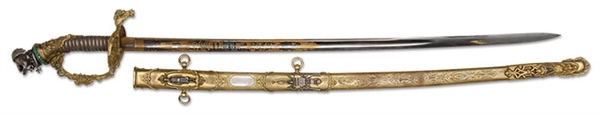 PRES SWORD BY BALL BLOCK & CO. JEWELED W/EMERALS                                                                                                                                                        