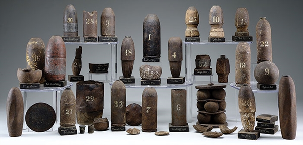 GROUP OF 26 SHELLS & 24 STANDS INSCRIBED & STAMPED                                                                                                                                                      