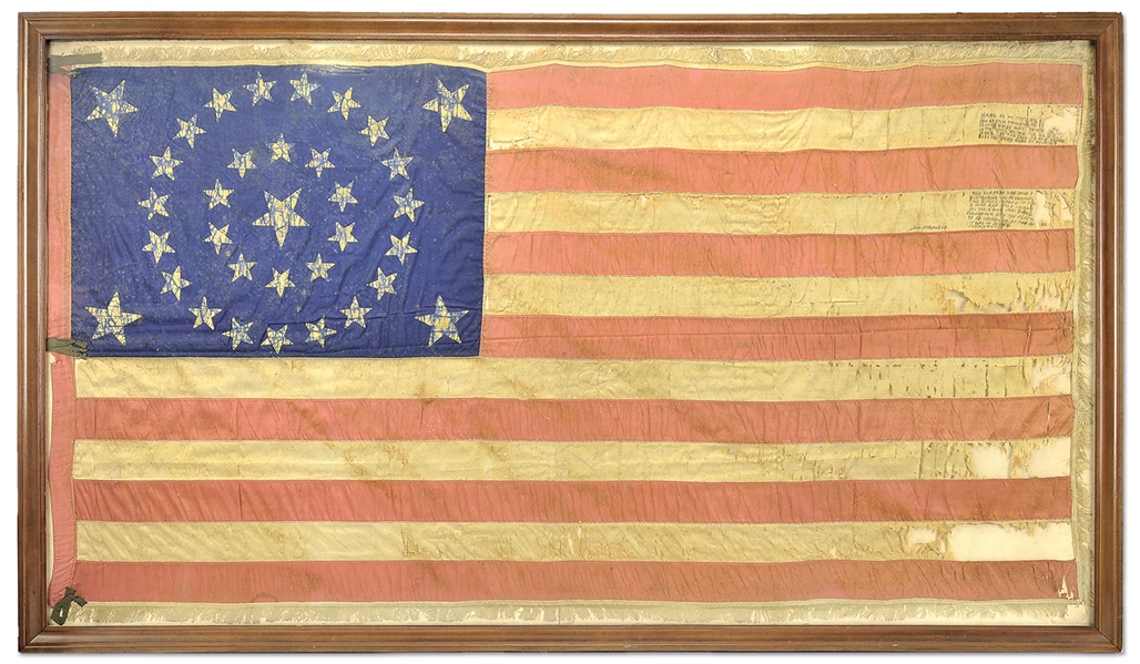 US CIVIL WAR IDENTIFIED 34 STAR FLAG                                                                                                                                                                    