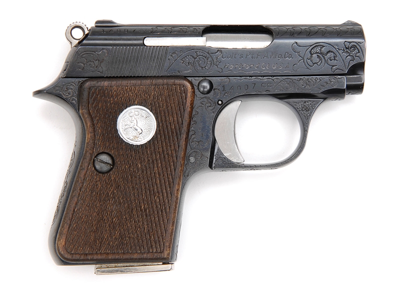 *COLT JUNIOR ENGR .25 ACP, SN 14007-CC PISTOL                                                                                                                                                           