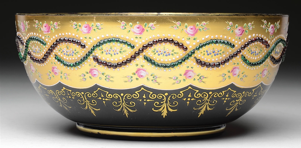 MOSER RUBY DECORATED BOWL                                                                                                                                                                               