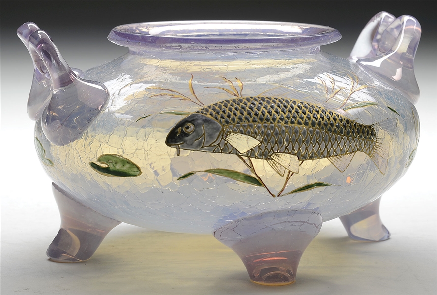 MOSER OPALESCENT FISH BOWL                                                                                                                                                                              
