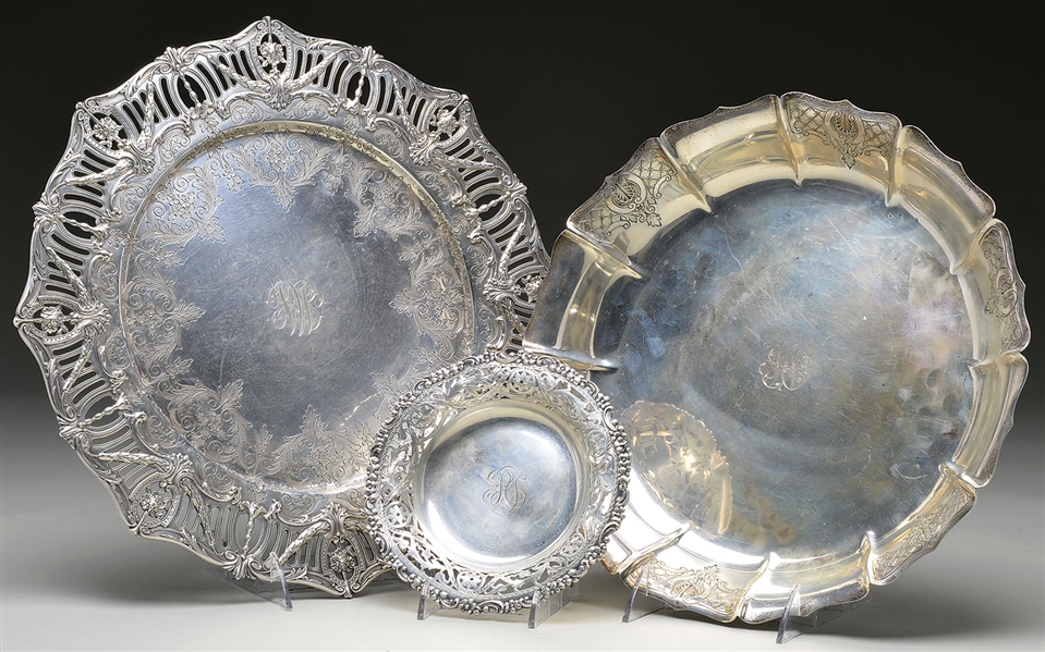STERLING TRAY, BOWL & PLATE                                                                                                                                                                             