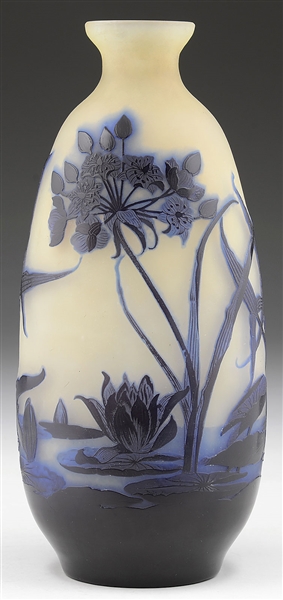 GALLE FRENCH CAMEO LILY POND VASE                                                                                                                                                                       