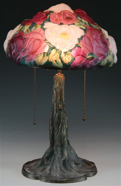 PAIRPOINT PUFFY ROSE BOUQUET TABLE LAMP                                                                                                                                                                 