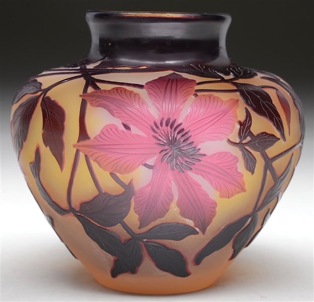 GALLE FLORAL CAMEO VASE                                                                                                                                                                                 