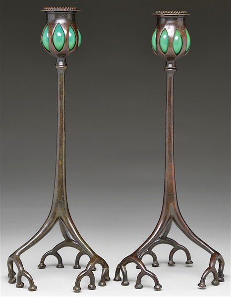 PR TIFFANY RETICULATED ROOT CANDLESTICKS                                                                                                                                                                