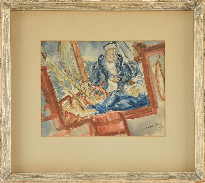 WALDO PEIRCE WATERCOLOR, SAILOR                                                                                                                                                                         