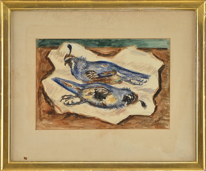 WALDO PEIRCE WATERCOLOR, QUAIL                                                                                                                                                                          