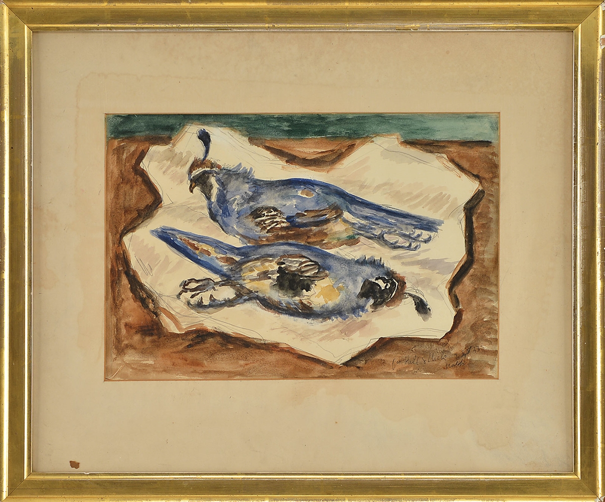 WALDO PEIRCE WATERCOLOR, QUAIL                                                                                                                                                                          