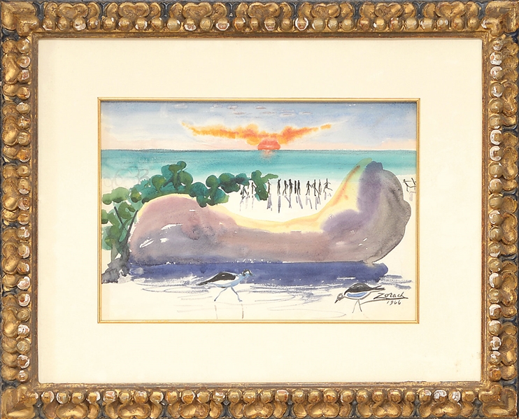 WILLIAM ZORACH (1887-1966) WATERCOLOR BEACH SCENE                                                                                                                                                       