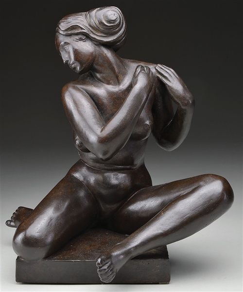 SEATED NUDE BRONZE BY GEORGE AARONS                                                                                                                                                                     