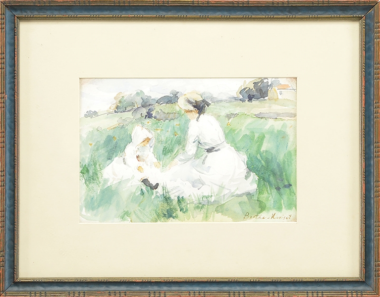 "JOUANT SUR LHERBE" BY BERTHE MORISOT                                                                                                                                                                  