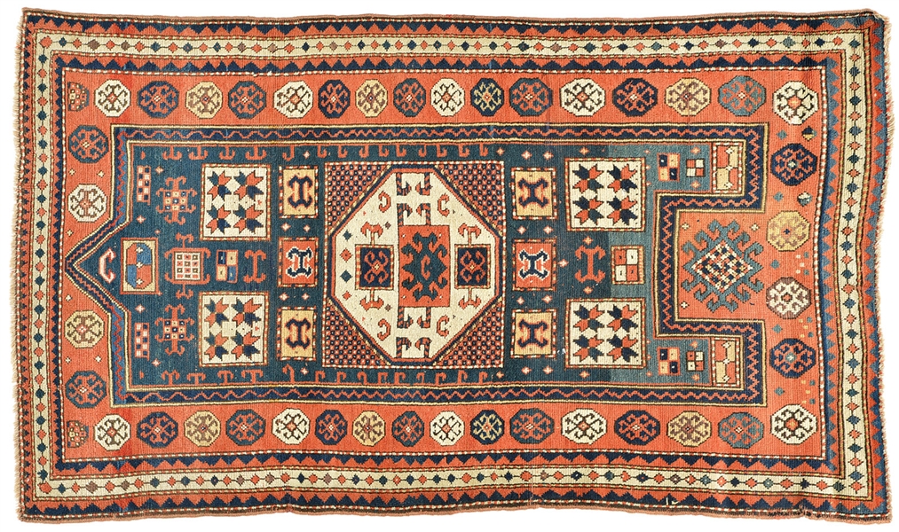 SEMI-ANTIQUE KAZAK RUG                                                                                                                                                                                  