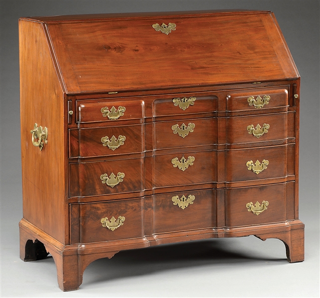 CHIPPENDALE MAHOGANY BLOCK-FRONT DESK                                                                                                                                                                   