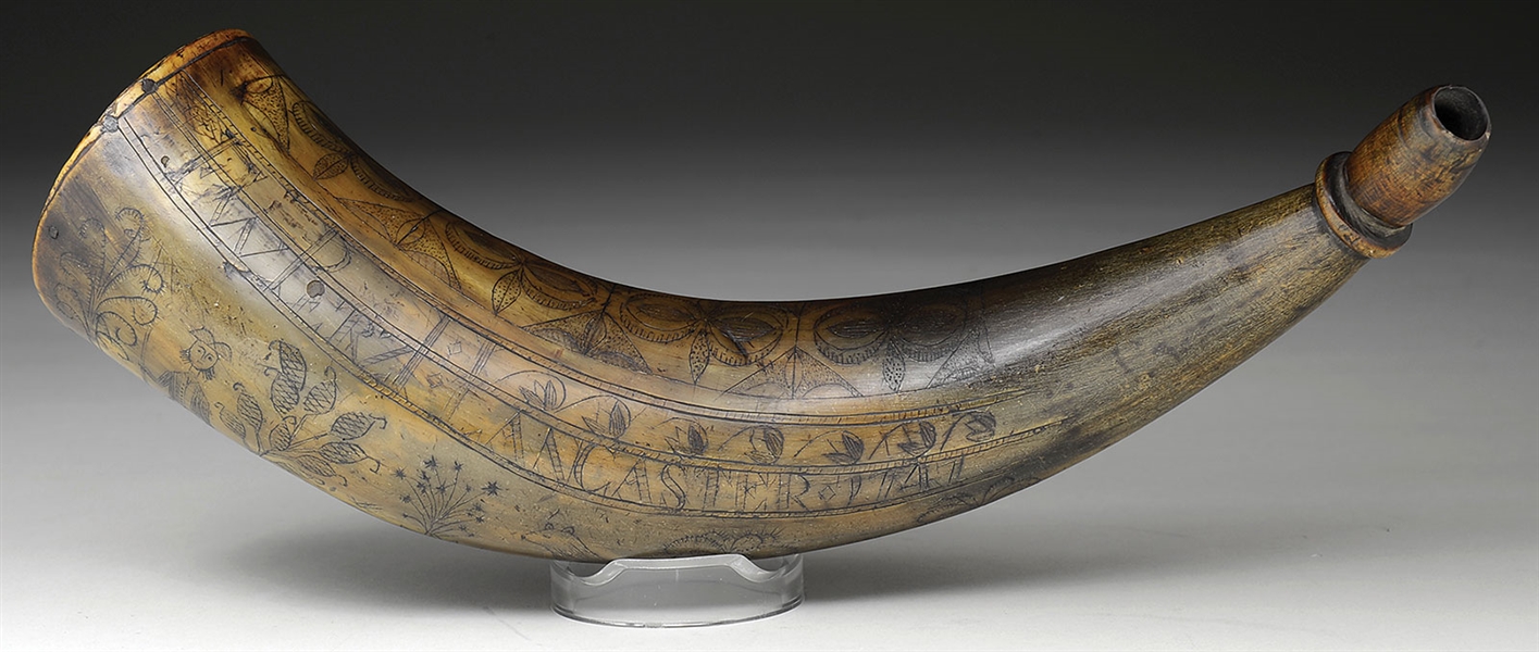 POWDER HORN: F.W. PERZL, LANCASTER                                                                                                                                                                      