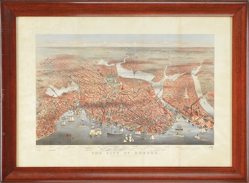 "CITY OF BOSTON" BIRDS EYE VIEW FRAMED                                                                                                                                                                 