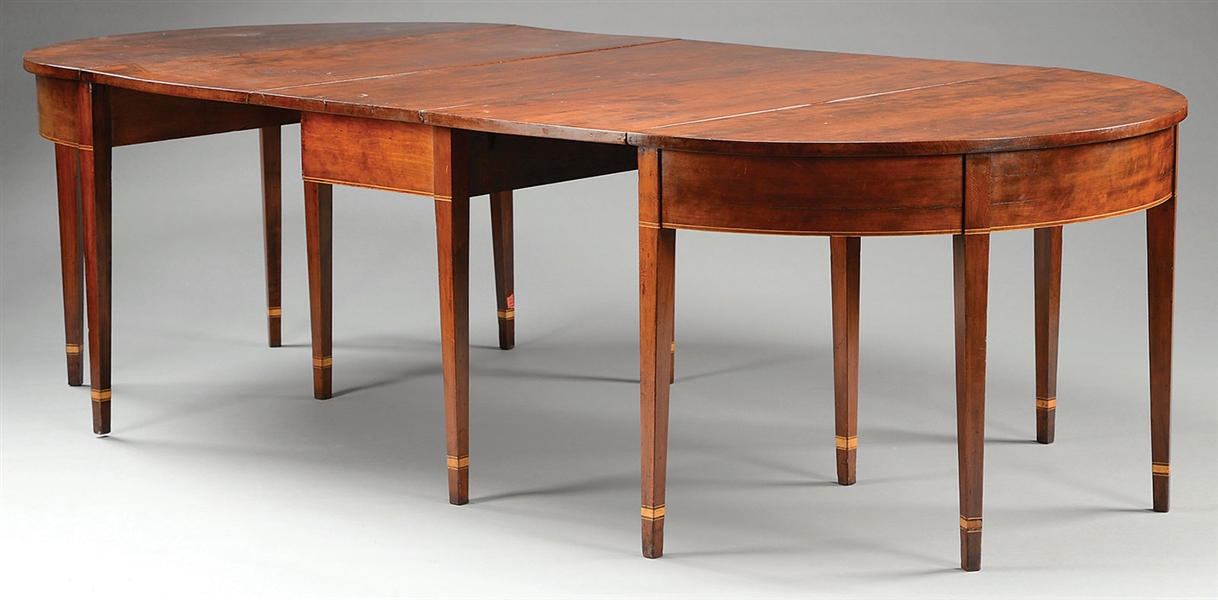 NEW ENGLAND FEDERAL 3-PART CHERRY DINING TABLE                                                                                                                                                          