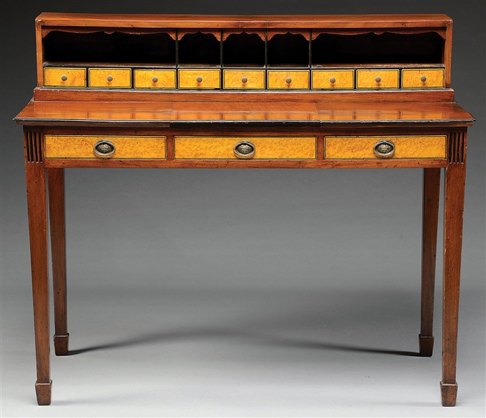 19TH C. MAHOGANY & BIRDS EYE MAPLE DESK                                                                                                                                                                 