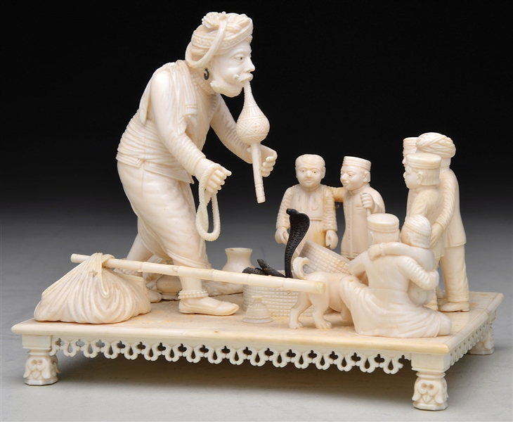 CARVED IVORY FIGURAL GROUP                                                                                                                                                                              