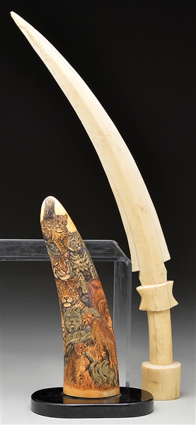 IVORY DECORATED TUSK, IVORY SWORD                                                                                                                                                                       