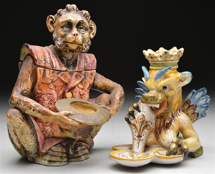 GARGOYLE CHAMBERSTICK & MONKEY HUMIDOR                                                                                                                                                                  