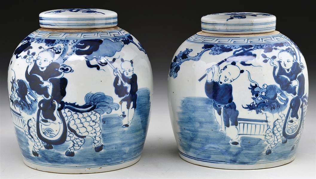 PR CHINESE PORCELAIN GINGER JARS W/ COVERS                                                                                                                                                              