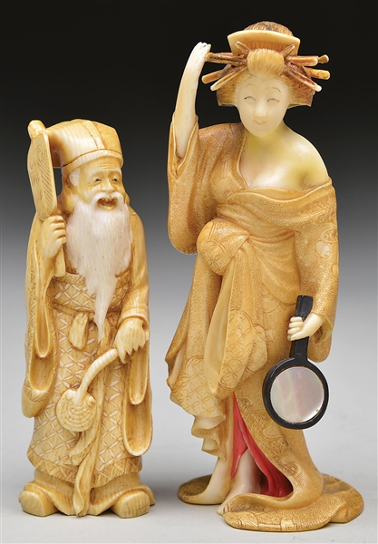 2 JAPANESE IVORY CARVINGS                                                                                                                                                                               