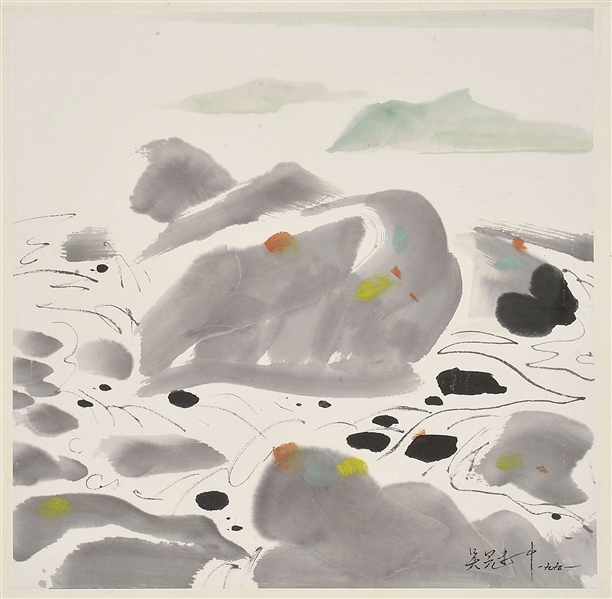 SET OF 2 PTD LEAVES, MNR WU GUANZHONG                                                                                                                                                                   