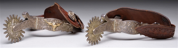 PAIR SILVER SPURS BY WESLEY                                                                                                                                                                             