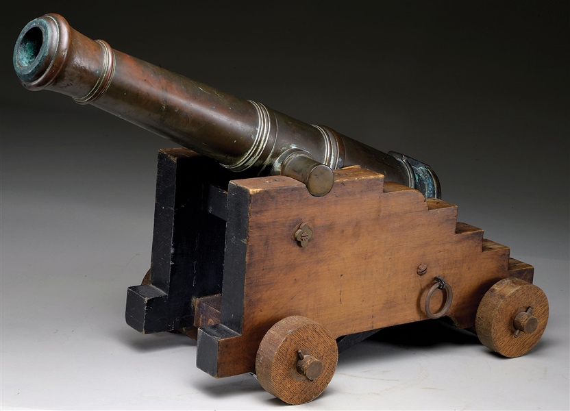 18TH CENTURY BRASS 1LB CANNON W/CARRIAGE                                                                                                                                                                