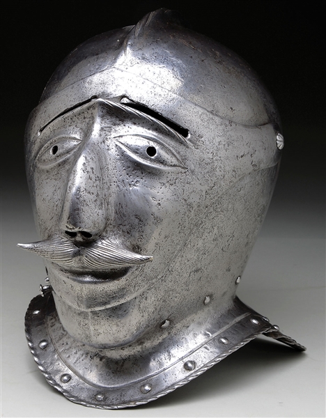 "MUSTACHED" GERMAN 16TH CENT CLOSED HELMET                                                                                                                                                              