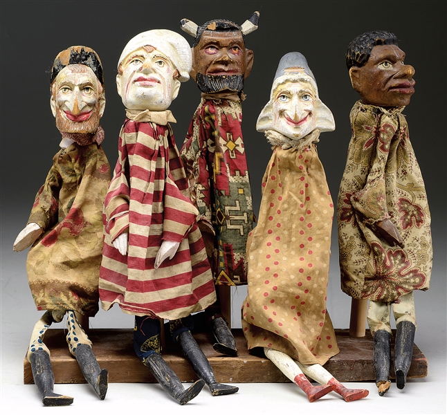 5 19TH CENTURY PUNCH & JUDY PUPPETS                                                                                                                                                                     