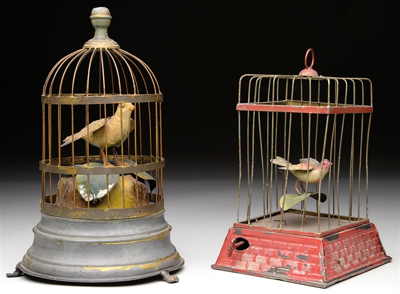 2 EARLY WINDUP CAGED BIRDS                                                                                                                                                                              