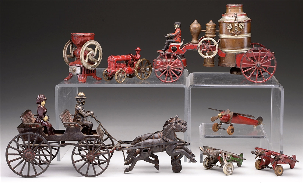 7 ASSORTED TIN & IRON TOYS FROM 1920S-1930S                                                                                                                                                             