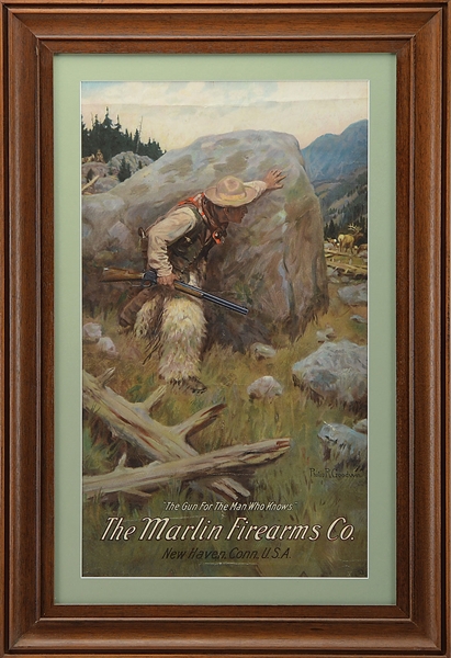 MARLIN FIRE ARMS CO 1905 "WOOLY CHAPS" POSTER                                                                                                                                                           