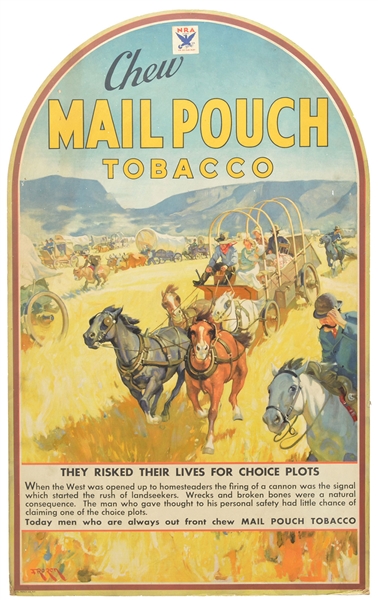 MAIL POUCH TOBACCO TOMBSTONE CRDBRD SIGN                                                                                                                                                                