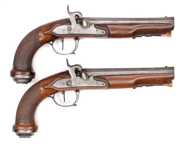 PAIR CARLAT FRENCH OFFICERS PISTOLS                                                                                                                                                                     