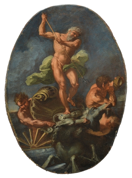 OVAL PAINTING OF NEPTUNE                                                                                                                                                                                