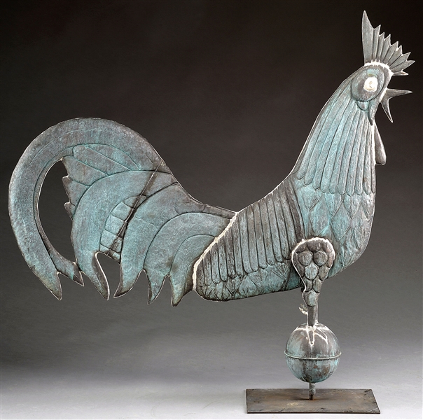 LG VANE ROOSTER FROM S. JERSEY CHURCH, EARLY 20TH                                                                                                                                                       