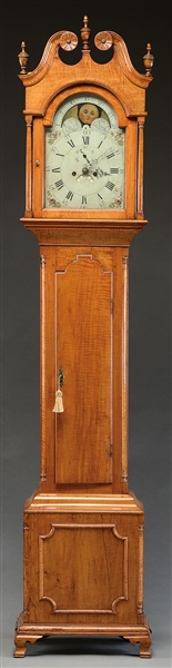 PA CHIPPENDALE MAPLE TALL CASE CLOCK                                                                                                                                                                    