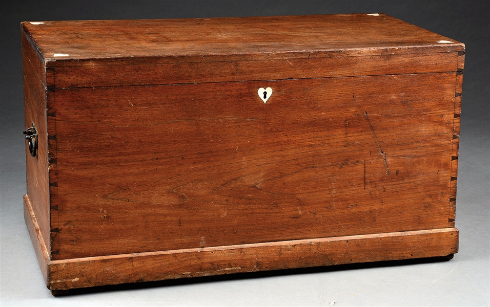 CARVED WOOD CHEST W/ INLAY                                                                                                                                                                              