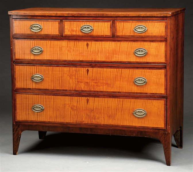 MAHOGANY & TIGER MAPLE FEDERAL CHEST                                                                                                                                                                    