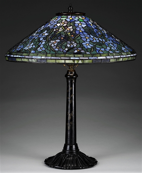 LEADED GLASS TABLE LAMP BY ANTHONY HART                                                                                                                                                                 