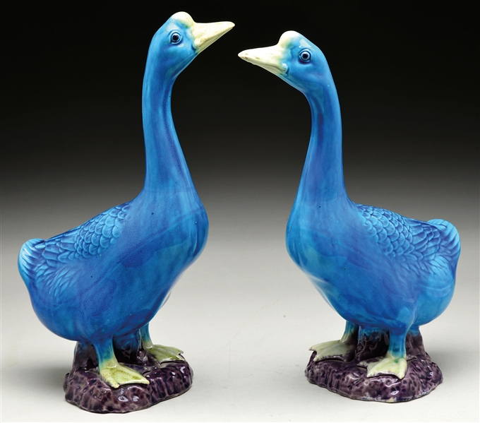 PAIR OF TURQUOISE GEESE                                                                                                                                                                                 