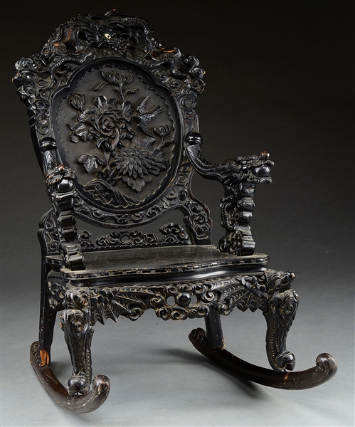 CHINESE ARME CARVED ROCKER                                                                                                                                                                              