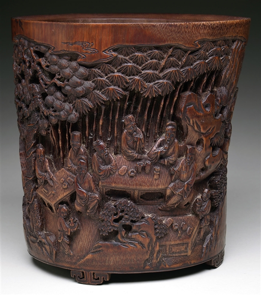 SGD BRUSH POT 18TH/19TH SEVEN SAGES OF BAMB. GROV                                                                                                                                                       