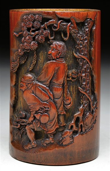 BAMBOO BRUSH POT, POSSIBLY 18TH C                                                                                                                                                                       